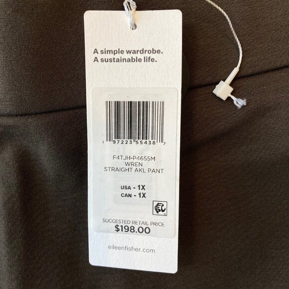 Eileen Fisher Washable Flex Ponte Straight Ankle Pant Women's 1X Wren NWT $198 - Picture 5 of 11